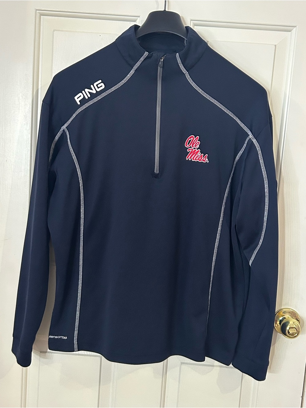 Ole Miss Pullover Mens XL Ping Sensorcool Blue Half Zip NCAA Golf